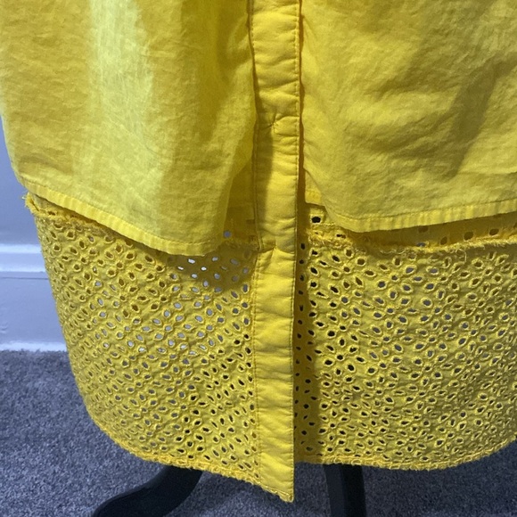 J Crew Yellow Embroidered Eyelet Lace Button Front Midi Sundress Sz 14 - Picture 11 of 13
